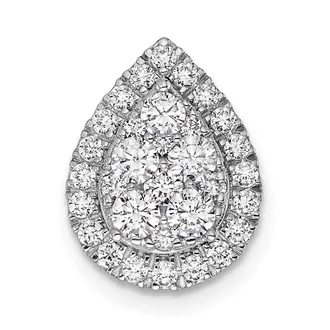 Diamond2Deal 14K White Gold Lab Grown Diamond Teardrop Chain Slide Pendant (0.7ct, VS, G-H)