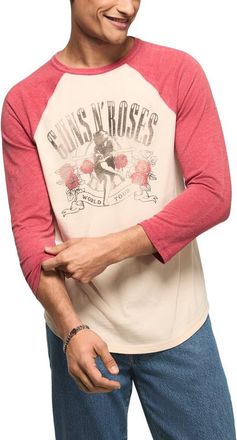 Lucky Brand Guns N Rose Graphic Baseball T-Shirt in Red Multi at Nordstrom, Size Xx-Large