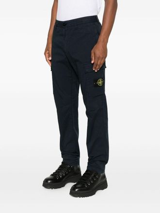 Stone Island Logo-Patch Cotton Cargo Trousers - Navy