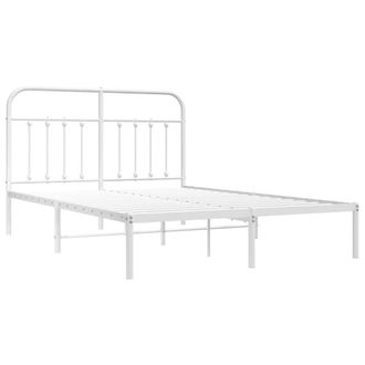 Berkfield Home Metal Bed Frame with Headboard White 140x200 cm