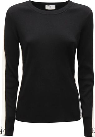 Elisabetta Franchi Maglia Tricot WO Sweater - Dames - Ronde hals truien - Zwart - L - Wol - Truien & Vesten