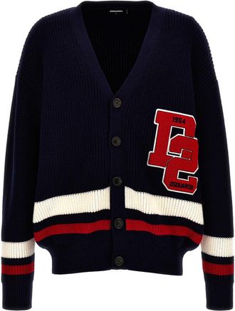 Dsquared2 Blue Logo Patch Cardigan