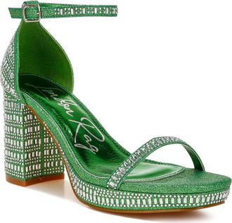 London Rag Ronan Crystal Embellished Platform Sandal in Green at Nordstrom Rack, Size 7