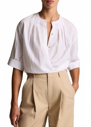 Vince Gathered A-Line Button-Front Shirt In Optic White