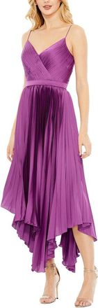 Mac Duggal Satin Flowy Pleated Dress
