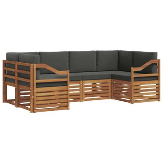 vidaXL Conjunto De Sof&aacute; Seccional Con Coj&iacute;n 6 Pcs Natural Y Antracita Vidaxl