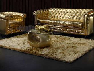 Vente-Unique Shaggy Long Pile Rug - 160 X 230 Cm - Gold - GLITTER | Size: 160 cm x 230 cm