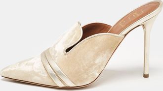 Malone Souliers Beige/gold Velvet Hayley Pointed Toe Mules