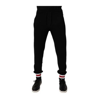 Dolce & Gabbana Broeken, Heren, Zwart, XL, Wol, Wool Mid Waist Jogger Trainingsbroeken
