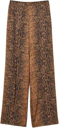Twinset Wijde broek - Dames - Wijde Broeken - Bruin - 2XL - Polyester - Broeken