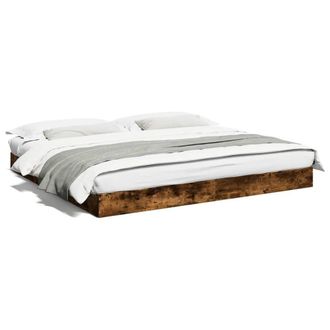 Berkfield Home Bed Frame Frame Smoked Oak 180x200 cm Super King Wood in Brown
