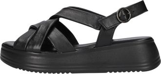 Gabor Schoenen, Dames, Zwart, 42 EU, Leer, 743 Plateau Sandal