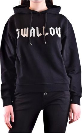 Alexander McQueen Hoodies & sweatvesten, Dames, Zwart, M, Katoen, Zwart Print Hoodie Lente/Zomer