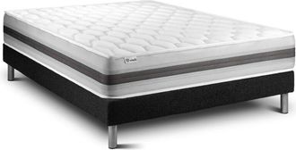 VITALIT Somier Negro + Colch&oacute;n Con Muelles Y Viscoel&aacute;stica 140 X 220