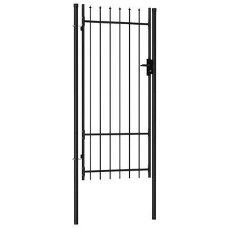 Berkfield Home Fence Gate Single Door with Spike Top Steel 1x2 m Black