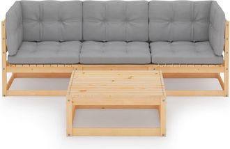 vidaXL Muebles De Jard&iacute;n 4 Piezas Con Cojines De Madera De Pino Maciza Vidaxl
