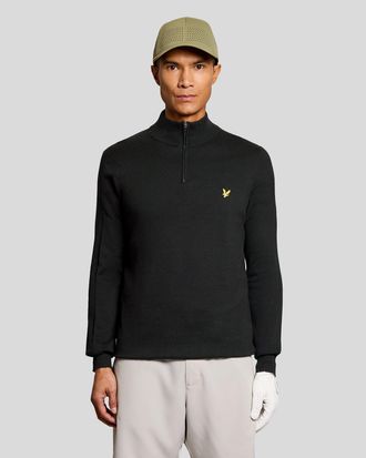 Lyle & Scott Mens Cotton Blend 1/4 Zip Jumper - Black - Size X-Small