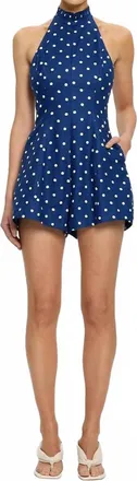 Kivari Lily Polka Dot Playsuit In Navy Yellow