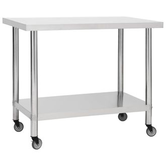 vidaXL Vidaxl - Mesa De Trabajo Para Cocina Con Ruedas Acero Inox 100x30x85 Cm
