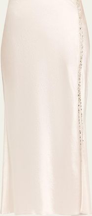 Jason Wu Crystal-Trim Washed Twill Bias Midi Skirt