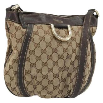 Gucci Pre-owned Cross Body Bags, female, Beige, Size: ONE SIZE Pre-owned Vintage GG Canvas Shoulder Bag