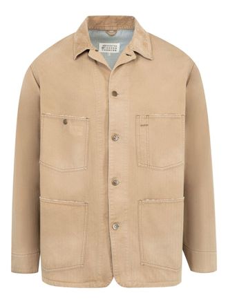 Maison Margiela Mens Herringbone-Weave Shirt Jacket