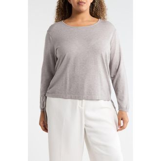 Max Studio Cinching Side Tie Pullover Sweater in Light H. Grey at Nordstrom Rack, Size 3X