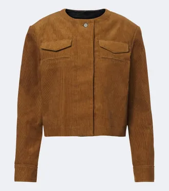 Tory Burch Chaqueta cropped de pana de algod&oacute;n