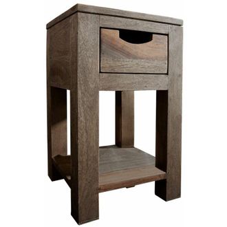 Massivmoebel24 tavolo dappoggio in legno di Sheesham / palissandro 29x29x50 grigio scuro oliato NATURE GREY 30