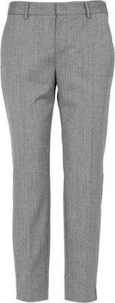 Pantaloni Torino Grijze Wolmix Slim Fit Broek - Dames - Slim Fit Broeken - Grijs - XL - Wol - Broeken