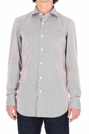 Finamore Twill 120S Structured Tailored Shirt with Vertical Pinstripes