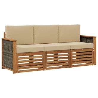 vidaXL Juegos De Sof&aacute;s Con Coj&iacute;n 3 Pcs Madera De Acacia S&oacute;lida Vidaxl