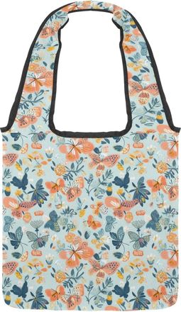 Generic Aesthetic Butterfly Reversible Canvas Shoulder Tote - Double-Sided Print, 12oz Cotton, 27cm Drop, Fold-Flat Bag for Travel, Shopping, Street Outings