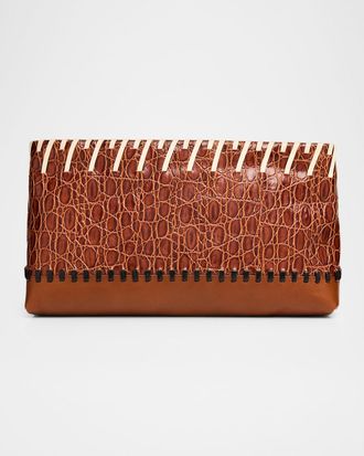 Dries Van Noten Embossed Leather Clutch Bag