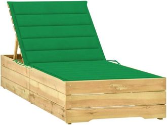 vidaXL Tumbona Con Coj&iacute;n Verde Madera De Pino Impregnada Vidaxl