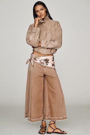 Pilcro Red Rock Pleated High Rise Wide Leg Cropped Jeans