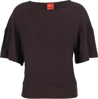 Merci Brown T-shirt With Round Neck And Wide Short Sleeves In Fabric Woman