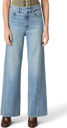 Paige Anessa Raw Hem High Waist Wide Leg Jeans in Explorer at Nordstrom, Size 26