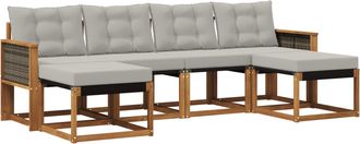vidaXL Conjunto De Sof&aacute;s De Exterior 6 Uds. Natural Y Gris Claro Vidaxl