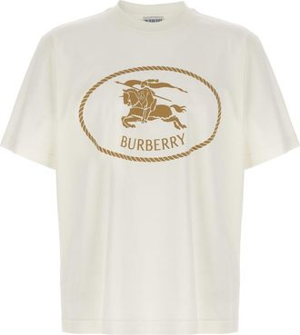Burberry White Knight-stamp Cotton T-shirt