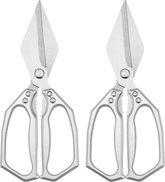 OEM Tijeras De Cocina - Tijeras Para Aves - Para Cortar Alimentos - Mango Antideslizante - Juego De 2 Piezas - Plateadas