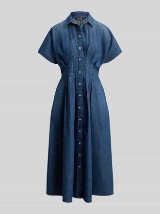 Lauren Ralph Lauren Tailliertes Freizeitkleid aus reiner Baumwolle in Blau, Gr&ouml;&szlig;e 34