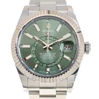 Rolex Pre-owned Rolex Sky-Dweller GMT Automatic Chronometer Green Dial Mens Watch 336934-0001