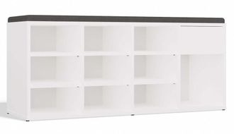 Topeshop Topeshop - Tallin - Zapatero Abierto Con Asiento Y Caj&oacute;n - 3 Niveles, Color Blanco, Ideal Para El Recibidor