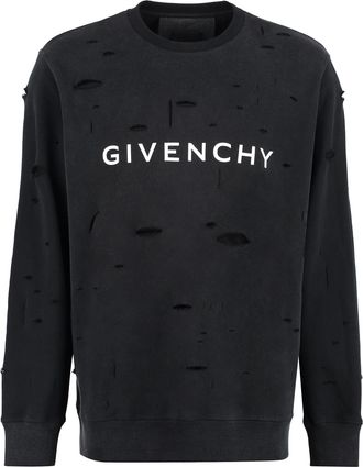 Givenchy Mens Cotton Crew-neck Sweatshirt - Black - Size Medium