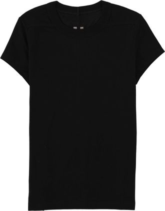 Rick Owens Cropped Level T Minimalist Black Cotton T-Shirt
