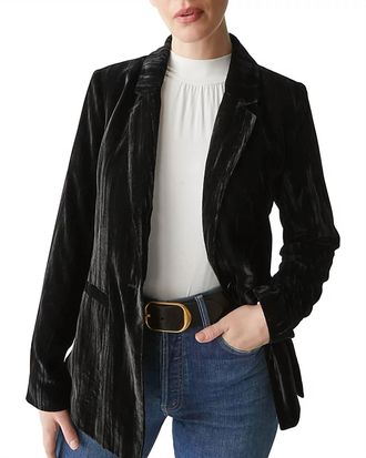 Michael Stars Darby Longline Blazer In Crinkle Velvet In Black