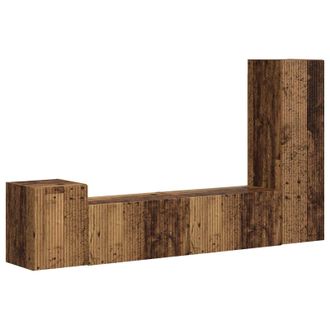 vidaXL Conjunto De Mueble De Tv Montaje En La Pared 4 Pcs Madera Vieja Vidaxl