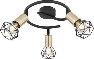 Globo Lighting Focos de techo en negro y dorado, 3 bombillas E14