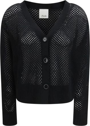 Allude Fleece wollen vest met knoopsluiting - Dames - Vesten - Zwart - M - Wol - Truien & Vesten